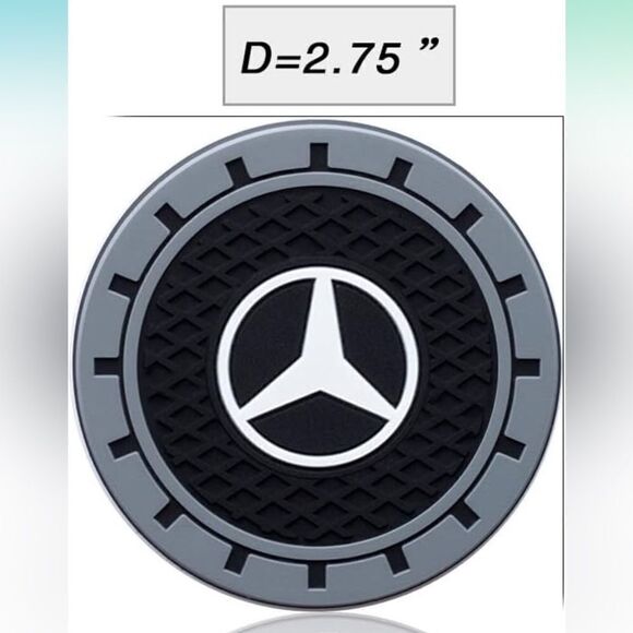 Mercedes logo cup Coasters in black and gray Set of 2 NWT - Picture 5 of 9